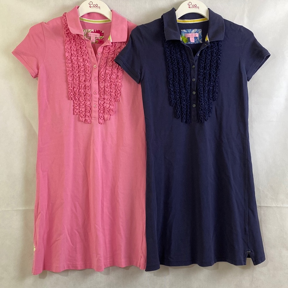 Lilly Pulitzer Sweetie Ruffle Polo Dress One pink & One navy size XS